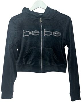 Bebe Plush MicroStone Zip Up Jacket Juniors  Size Medium